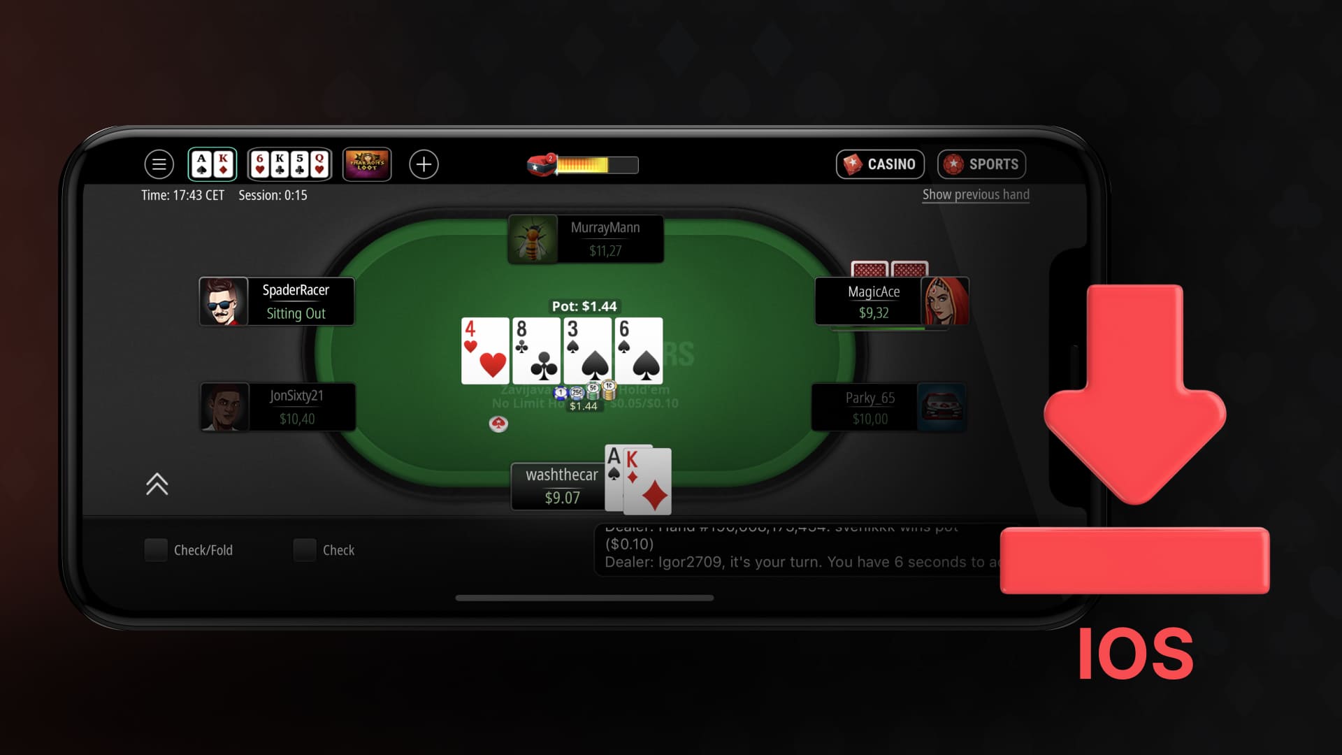 Proceso de instalación de la app PokerStars
