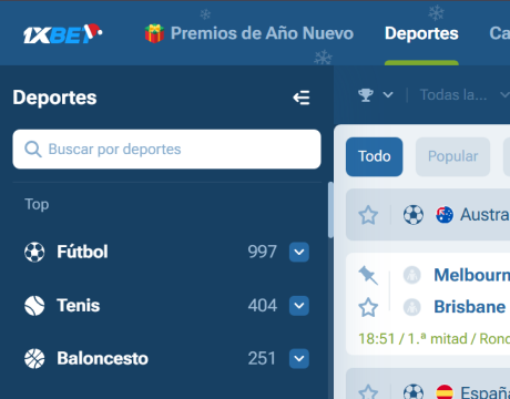 Inicia sesión y elige en el menú principal «Deportes»: