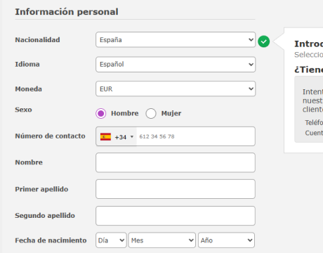 Ahora tus datos personales: