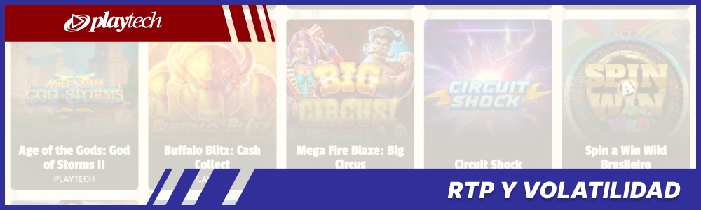 RTP y volatilidad de Playtech