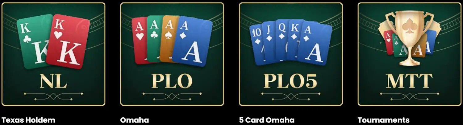 Juegos y torneos de póker en FullHouseCrypto Poker