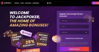 JackPoker Registration Page and Bonuses 2023