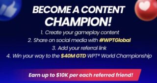 WPT Global te invita a compartir tu juego y ganar boletos de satélite